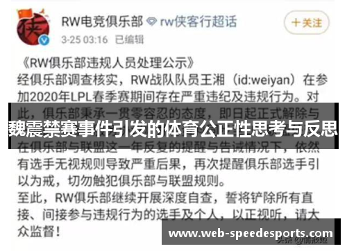 魏震禁赛事件引发的体育公正性思考与反思
